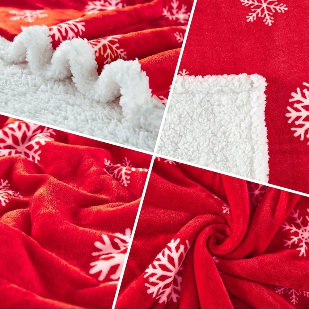 Holiday Red Snowflake Throw Blanket